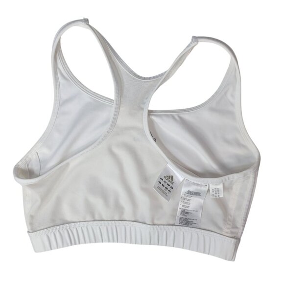 Adidas Unpadded Sports Bra White Large Lined Racerback Pullover Logo Full AF5001 - Picture 6 of 7